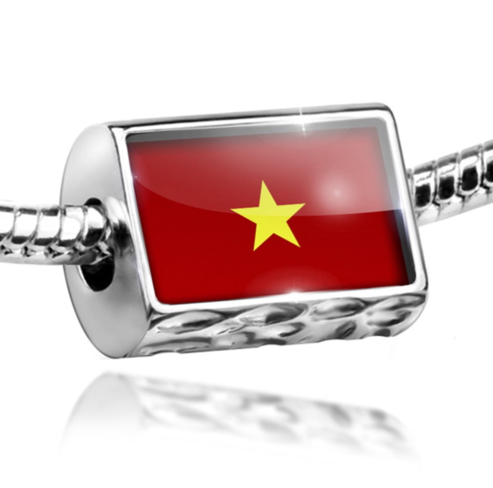 Bead Vietnam Flag Charm Fits All European Bracelets by NEONBLOND
