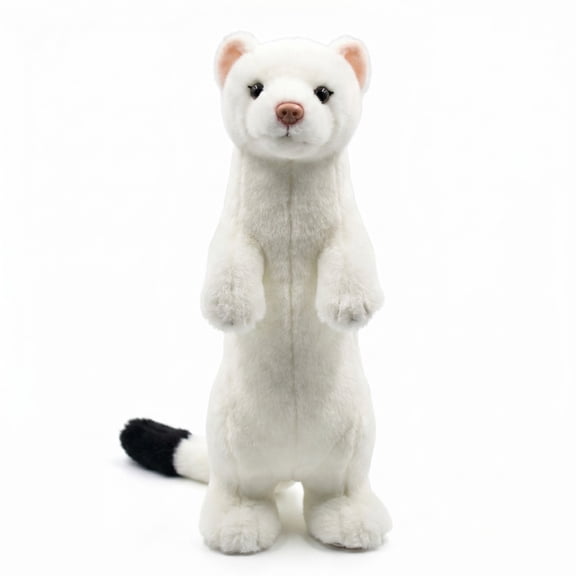 MAOWO Planet Standing White Weasel with Black-Tipped Tail Ermine