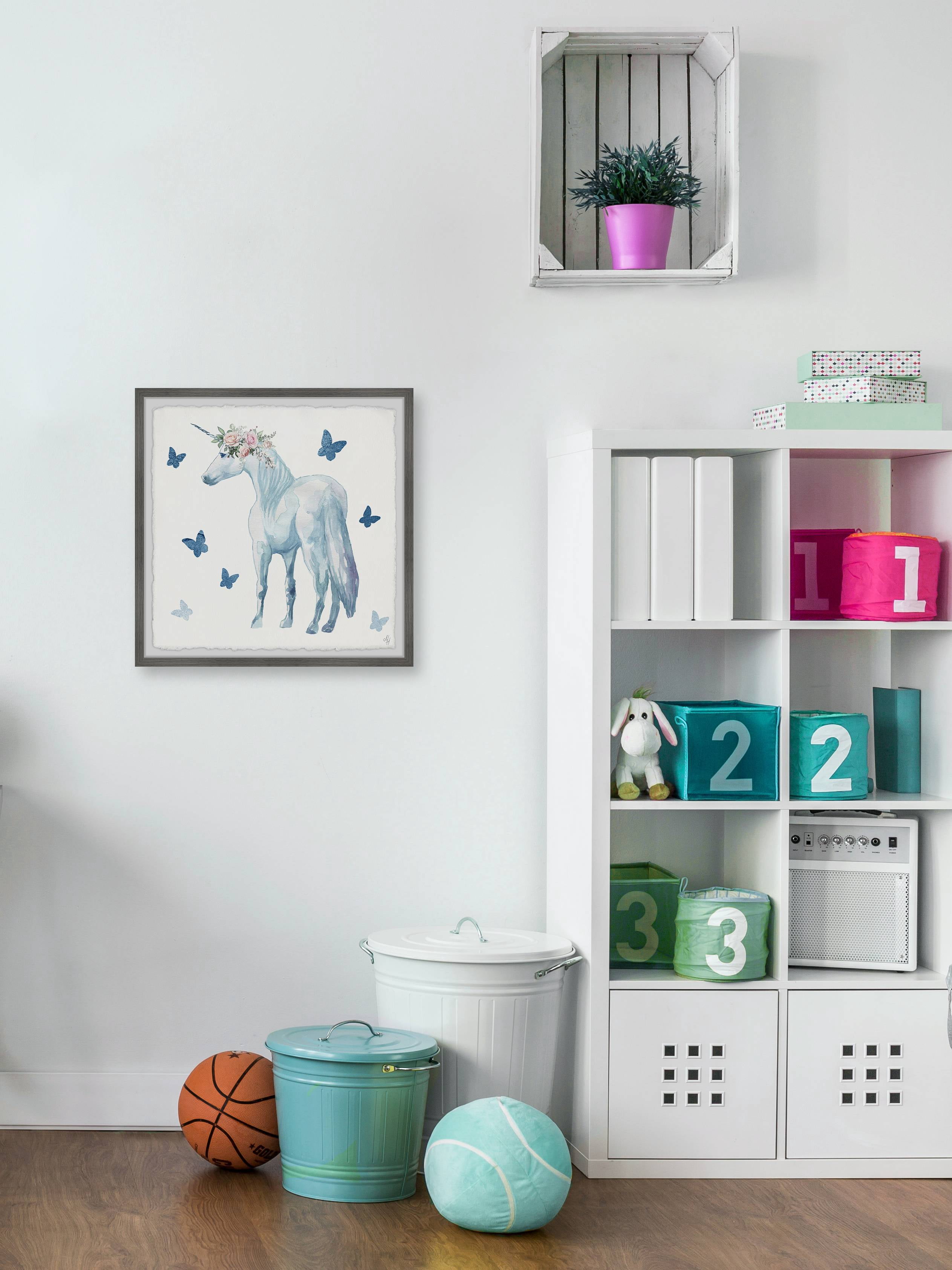 Marmont Hill Magical White Unicorn Framed Wall Art