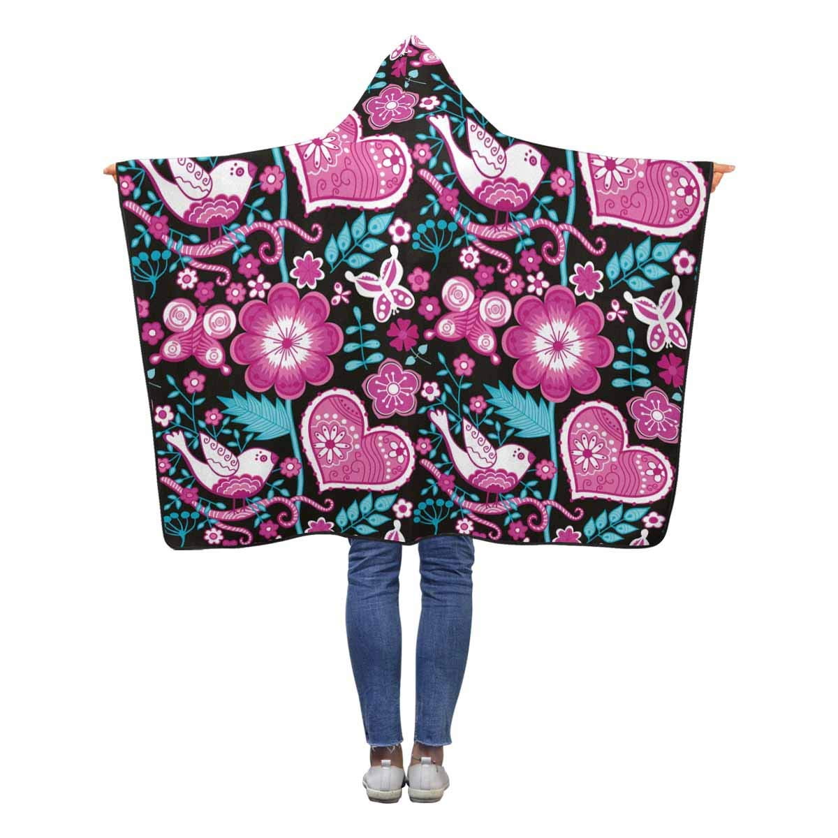 ASHLEIGH Flowers Bird Butterflies Hooded Blanket 40x50 inches Toddler