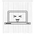 thumbnail image 2 of Ambesonne Comic Shower Curtain, Whimsical Laptop Line Art, 69"Wx70"L, Charcoal Grey and White, 2 of 4