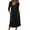 Black, variant on Women's Casual Long Sleeve Flowy Pleated Fall Dresses with Pockets Women's Casual 3/4 Sleeve Button-down Mid-length Dress