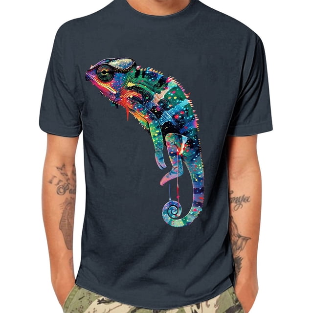 Styesk T-Shirts pour Homme T-shirt à Imprimé Lézard pour Homme à Manches Courtes Col Rond Haut/chemise