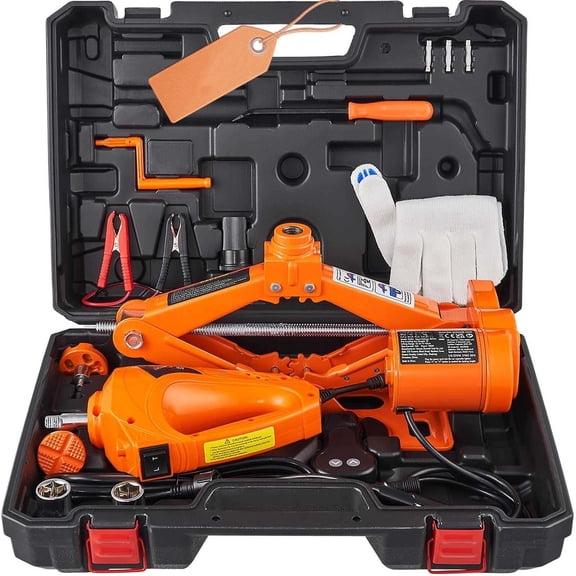Electric Car Jack 3 Ton, 6600lbs Scissor Jack with Impact Wrench, 12V Portable Lifting Jack Kit for Sedan SUV Truck Tire Change - Remote Control