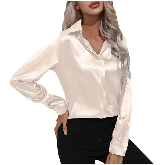Going Out Tops for Women Viikei Womens Clothes Fall,Fashion Women Long Sleeve Solid Comfortable Breathable V-Neck Shirt Tops Beige S