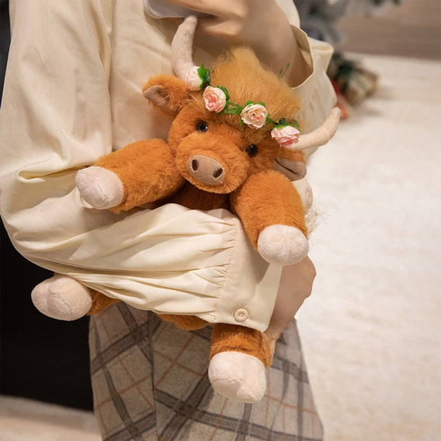 Juguetes, figuras de acción y de juguete, peluches articulados de vaca de las Tierras Altas de Escocia realistas con pelo largo, muñeca de tela