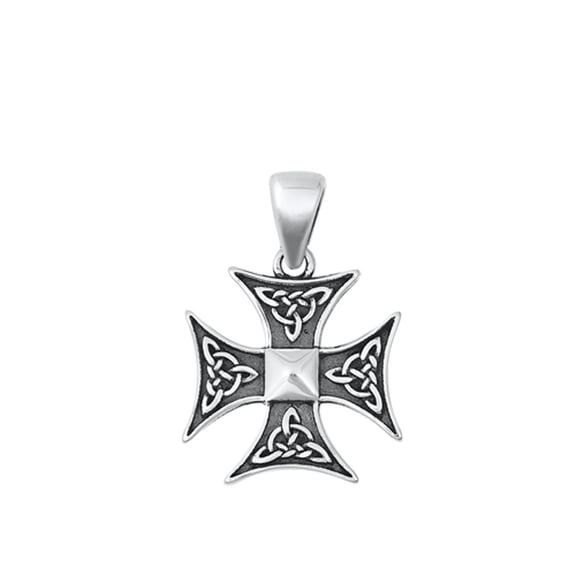 Sterling Silver Celtic Knot Cross Pendant Oxidized Biker Charm 925 New Jewelry Female Unisex