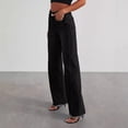 thumbnail image 5 of LYMAYTER Women Fashion Jeans Water Washing Versatile Wide Leg Jeans for S-2X High Waisted Strechy Raw Hem Denim Pants, 5 of 8