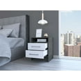 thumbnail image 6 of Cterwk Wood Nightstand with 1 Open Shlef and Metal Handle, 2 Drawers Beisde Table for Home, Bedroom, Dark Gray + White, 6 of 8
