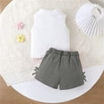 thumbnail image 4 of Amidoa Girls 2 Piece Outfits Summer Clothes Tank Top Solid Color Cute T-Shirt and Shorts Casual Kids Clothing Sets Army Green Size 12, 4 of 9