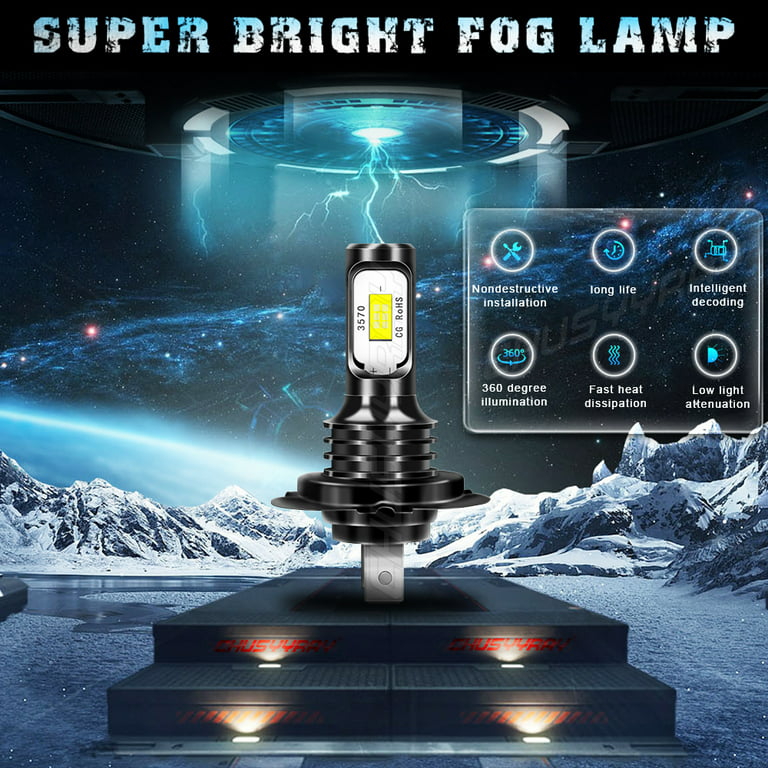 55W High Power H7 LED Headlight Bulb Kit Hi Low Beam 8000K Ice Blue Super  Bright