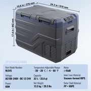 VEVOR Car Refrigerator, 12 Volt Car Refrigerator Fridge, 32 L Dual Zone Portable Freezer,4℉-68℉ Adjustable Range, 12/24V DC and 100-240V AC Compressor Cooler