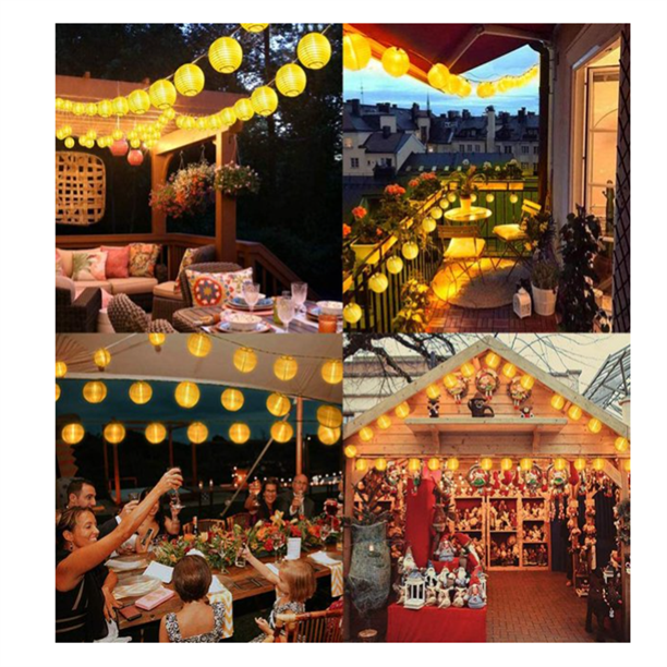 String Lights Lanterns with Lights, 20 White Lanterns, Lantern String Lights Bedroom, Solar String Lights Outdoor Waterproof,Outdoor Waterproof Lantern Weddings Parties Decorations(16 ft 20 LED)