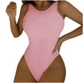 thumbnail image 2 of Sakmal Bathing Suit Women Pink One Piece Swimsuits Solid High Cut Halter Swimsuit for Women 2024, 2 of 8