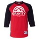 thumbnail image 1 of Camiseta Raglan de Gravity Outdoor Co. Mens - Blanco Logo - Negro / Scarlet - Medium Gravity Outdoor Co. Camiseta de manga corta, 1 of 1