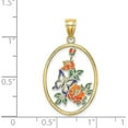 thumbnail image 4 of 14K Yellow Gold Enamel White Butterfly In Oval w/Orange Flowers Charm - 30.7mm, 4 of 6