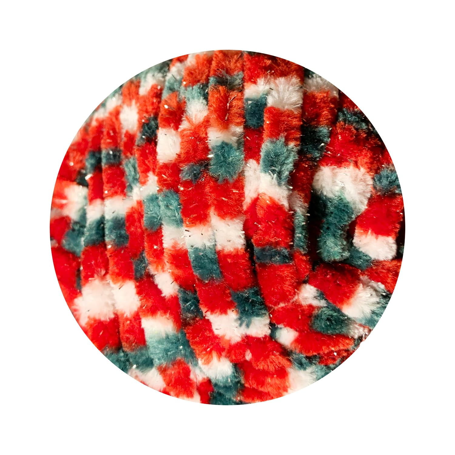 Troyarn Velvet Star (3- Skeins Pack) Silvery Glitter Chenille Baby Blanket Yarn Amigurumi Yarn for Crocheting and Knitting Super Bulky 3x100 gr (3x120 yds) (10450 - Christmas, 3 Skein)