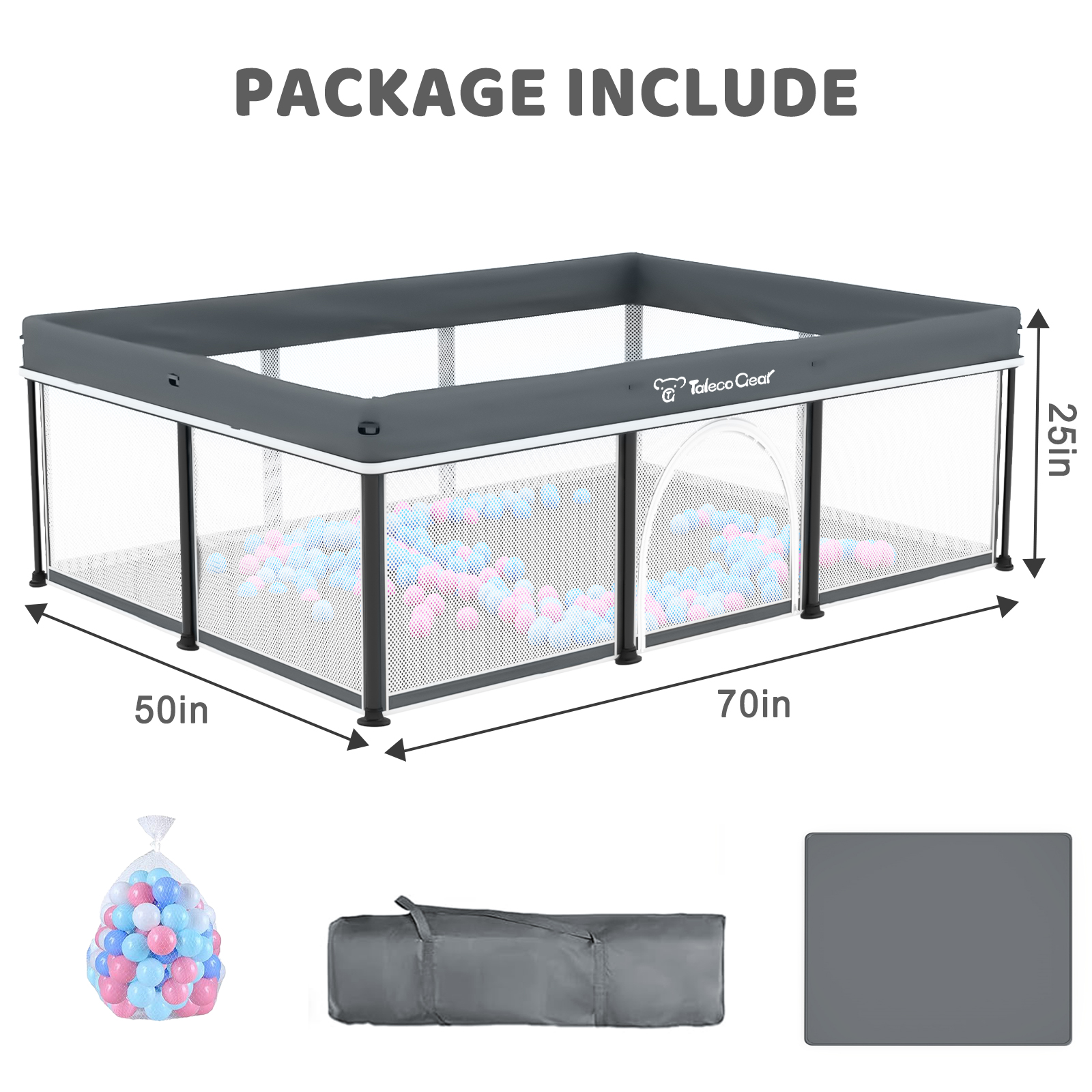 G TALECO GEAR Foldable Baby Playpen with Mat, 50"×70" photo 3