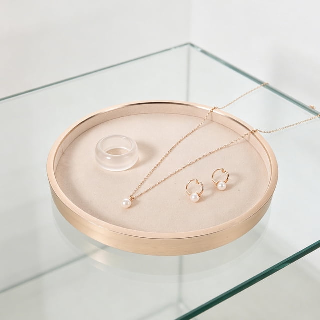 EXHUMKY De Almacenamiento Metálica Beige Para Joyería Con Secciones Versátiles Para Y Pendientes