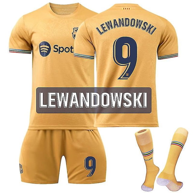 Nueva Temporada 22-23 Barcelona Visitante Niños Adultos Fútbol Soccer Jersey Trainin Jersey Suit-LEWANDOWSK NO.9-Kids 24(130-140CM) BmatwkZeng Bmatwk Jersey