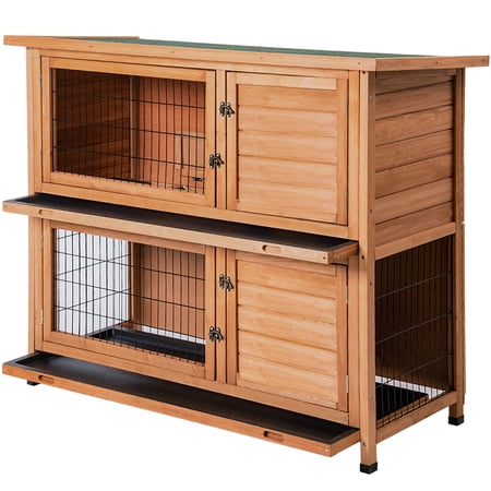 Topcobe Rabbit Hutch Wooden Pet House for Small Animals 