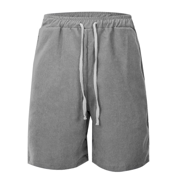 Men's Casual Corduroy Shorts Elastic Waist Comfortable Summer Drawstring Pocket Shorts for Outdoor Sports and Daily Wear