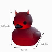 MMJ Transparent Resin Devil Red Duck Figurine with Horns Spooky Gothic Tabletop Decor for Halloween Gift