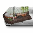 thumbnail image 3 of Spa Soft Flannel Fleece Throw Blanket, Bamboo Background with Towel Flowers Candled and Hot Massage Stones, Cozy Plush for Indoor and Outdoor Use, 50" x 70", Green White and Brown, by Ambesonne, 3 of 6