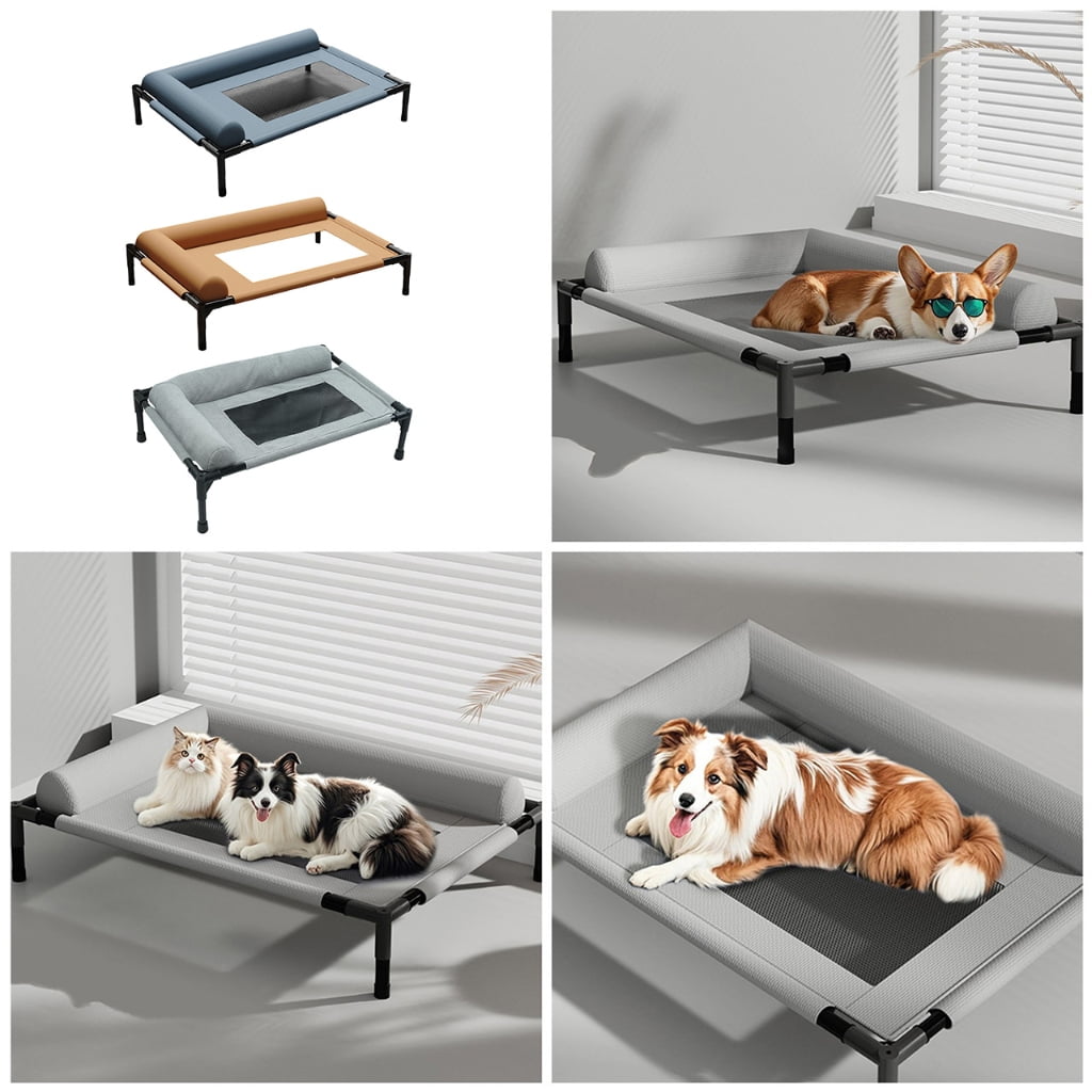 Chew Resistant Elevated Dog Bed Outdoor Cooling Cot With Steel Frame Breathable Mesh Washable For Small to Medium Dog