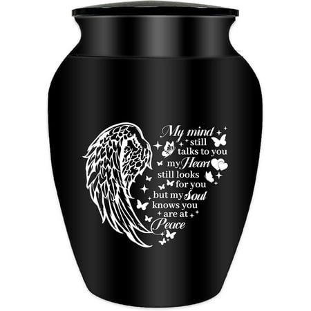 Small Urn for Ashes Small Keepsake Urn for Human Ashes Mini Urn Aluminum Ashes Holder Funeral with Velvet Bag for Pets Ashes Memorial Gift for Mom Dad Family Friends 2.6x1.8 Inch Black