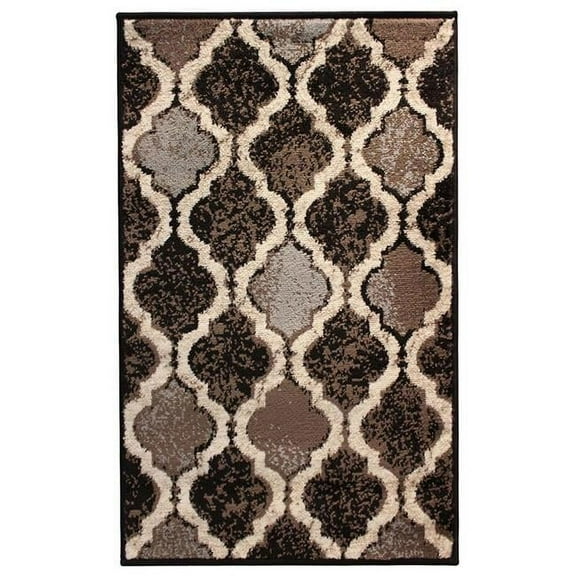 3 x 5 ft. Chocolate Quatrefoil Power Loom Distressed Stain Resistant Rectangle Area Rug - Chocolate - 3 x 5 ft.