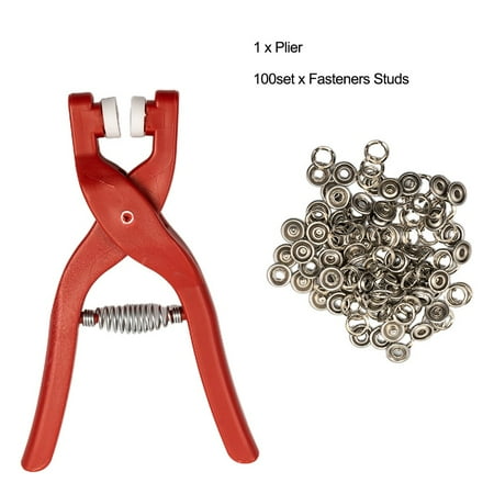 

100pc 9.5mm Metal Sewing Prong Rings Buttons Press Studs Pliers Snap+Clip Pliers
