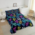 thumbnail image 3 of Colorful Love Heart Bedding Set Twin Cute Cartoon Hearts Comforter Set Pink Teal Orange Duvet Insert White Blue Yellow Quilt Comforter Kids Kawaii Bedding Comforters & Sets for All Season Soft 2-Piece, 3 of 5