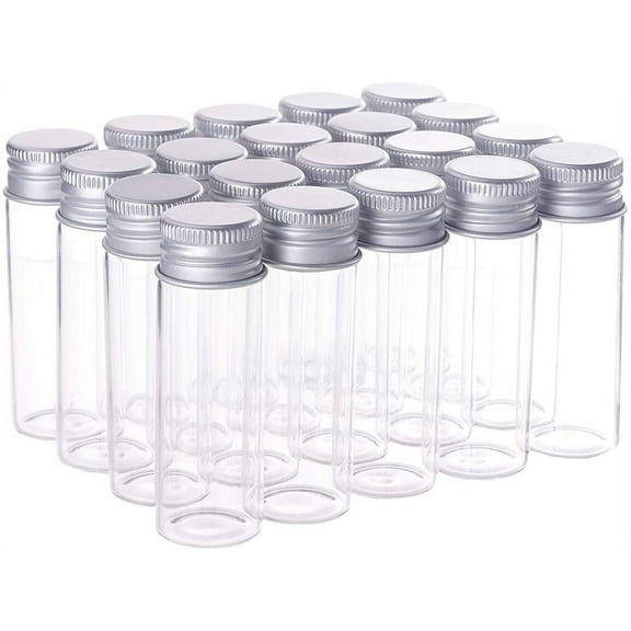 20 Pack 15ml/0.5oz Glass Bottles Sample Vials with Screwed Aluminum Caps for Wishing Message Bottle Sample Liquid Arts & Crafts Wedding Favors Decorations