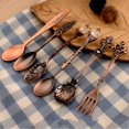 thumbnail image 2 of 6pcs/Set Spoon Coffee Spoon Set Vintage Table Spoon Antique Tea Spoons Coffee Royal Style Metal Carved Fork Tablespoons  Gold, 2 of 3