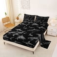 thumbnail image 2 of Castle Fairy Sketch Shark Seamless Tile Bed Sheets 4-Piece,Line Shark Gray Black Background Print Full Size Sheets,Charcoal Black,1 Fitted Sheet,1 Flat Sheet and 2 Pillowcases, 2 of 6