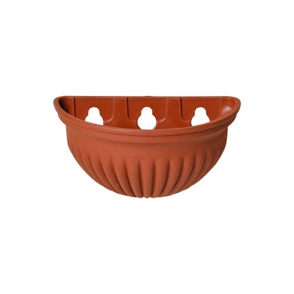 Cinvoph Wall Mounted Flower Pot Hanging Plastic Half Round Planter Container for Home Garden Balcony Indoor Outdoor Plants 5"x3" Brown