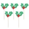 10pcs Christmas Flower Cake Cupcake Decorations Toppers Picks Supplies for Christmas Party Cake Decoration