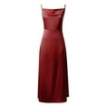 thumbnail image 6 of nerohusy Summer Satin Maxi Dresses for Women 2025 Cowl Neck Ruched Silk Formal Wedding Guest Spaghetti Strap Slip Dress with Slit Red,L, 6 of 7
