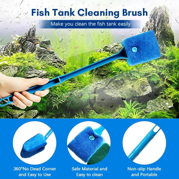 5 in 1 Aquarium Fish Tank Cleaning Tools Kit Aquarium Gravel Cleaner Siphon Fish  Tank Cleaner Water Changer with Dropper Waste Cleaner Algae Scraper Double  Sided Sponge Brush Fishing Net 