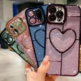 thumbnail image 6 of Compatible with iPhone 13 Pro Max Clear Glitter Case-6.7 Inch, Cute 3D Design Love Heart Pattern Plating Bling Case for Women Girls Soft TPU Shockproof Camera Protective Back Cover-Blue, 6 of 9