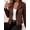 Brown, variant on Women's Slim Fit Stand Collar Zip-Up Moto Jacket, Faux Suede Short Coat