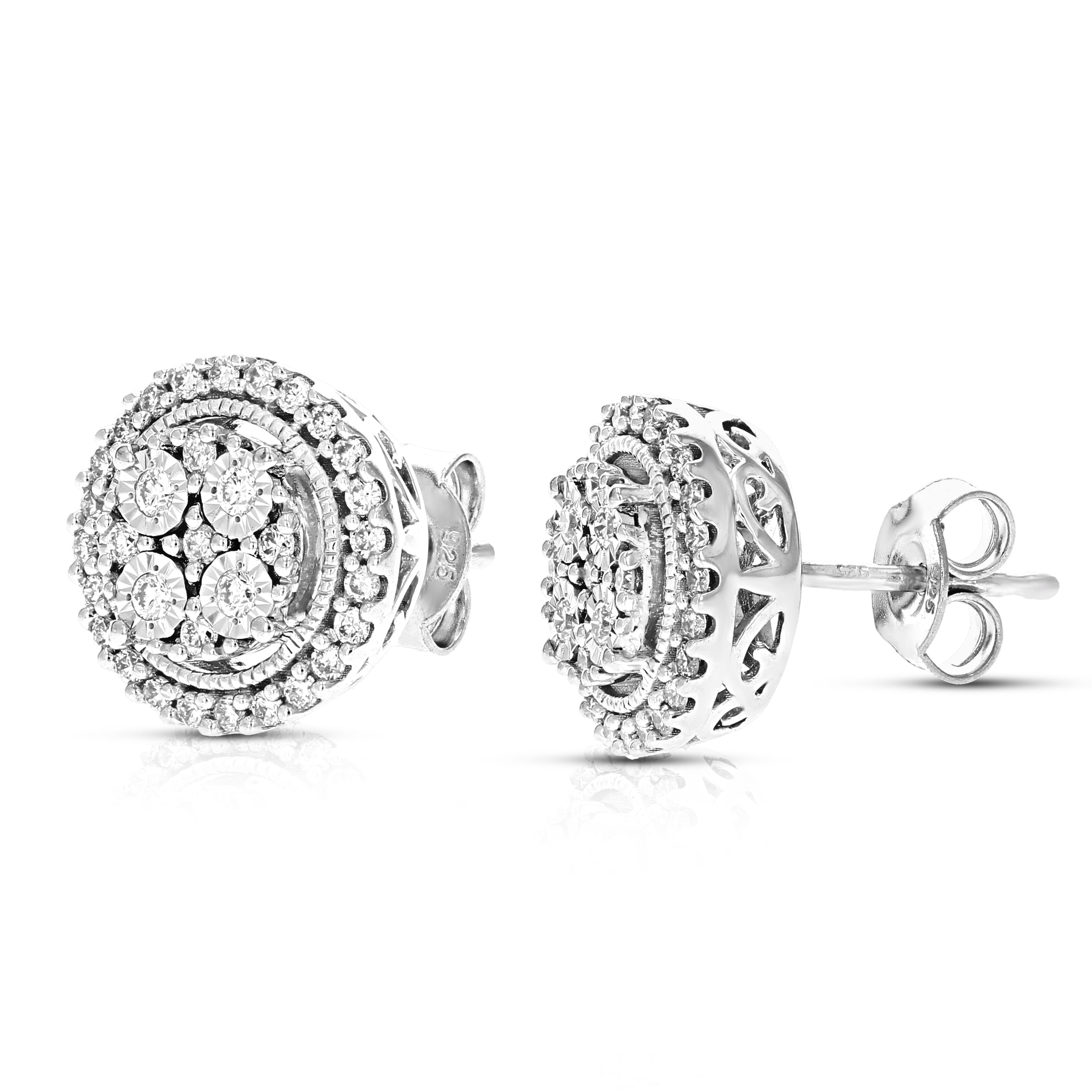 Vir Jewels 1/2 CTTW Lab Grown Diamond Composite Earrings in Sterling Silver With Push Backs For Women