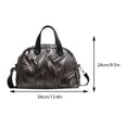 thumbnail image 2 of Bolso de mano acolchado para mujer bolso informal con asa superior bolso de compras de invierno ajustable con correa, 2 of 9