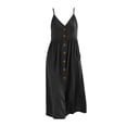thumbnail image 4 of Sokhug Midi Dresses for Women Spaghetti Strap V Neck Button Down Empire Waist with Pockets Casual Summer Sundress, 4 of 6