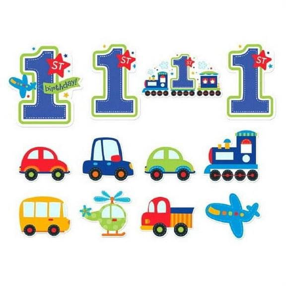 1st Birthday Boy 'All Aboard' Paper Cutouts (12ct)
