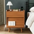 thumbnail image 5 of GUNAITO Nightstand with Charging Station Bedside Table with LED Light Wood Nightstand with Drawers End Table for Small Space Caramel 2pcs, 5 of 12