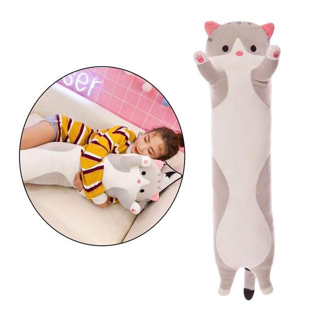 Juguete de Gato para Dormir, de Dibujos Relleno Encantador de de Felpa, Almohada La Abrazable para Gatos para Oficina, N , Gris 90cm Gris 90 cm CUTICAT Gato almohada juguetes de peluche