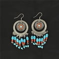 thumbnail image 1 of Blazin Roxx 30338 Concho Drop Earrings, Turquoise & Red, 1 of 1