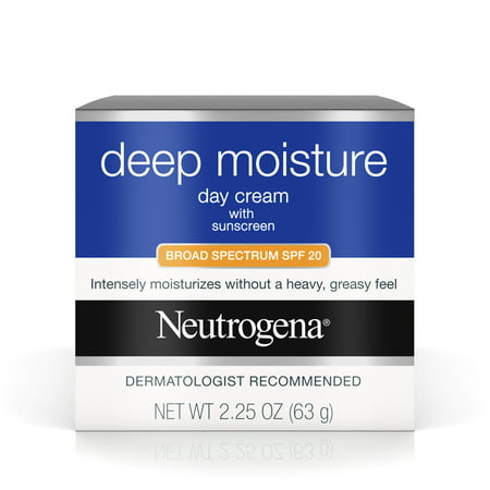 Neutrogena Deep Moisture Face Cream SPF 20 Sunscreen, Glycerin 2.25 (Best Day Cream With Sunscreen)